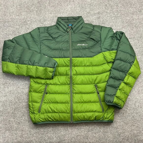 Eddie Bauer Stormdown 800 First Ascent Puffer Jacket Mens Medium Green Full Zip